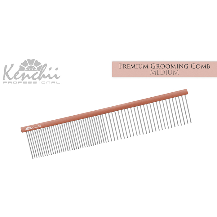 Kenchii™ Premium Satin Rose Gold Grooming Comb - Medium - 7.5"