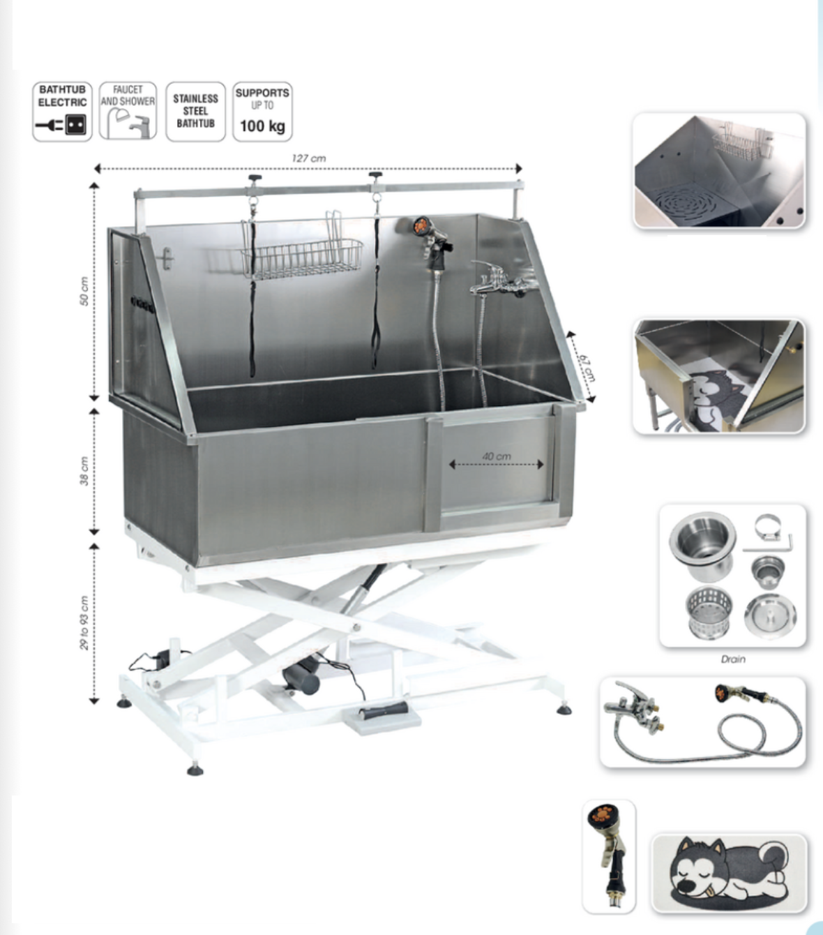 elektrische Edelstahl-Hundebadewanne - Image 2