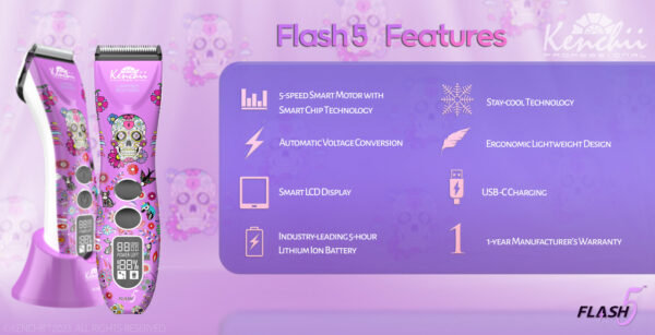 Kenchii Flash5™ | 5-in-1 Digital Cordless Clipper | Purple Edition - Image 4