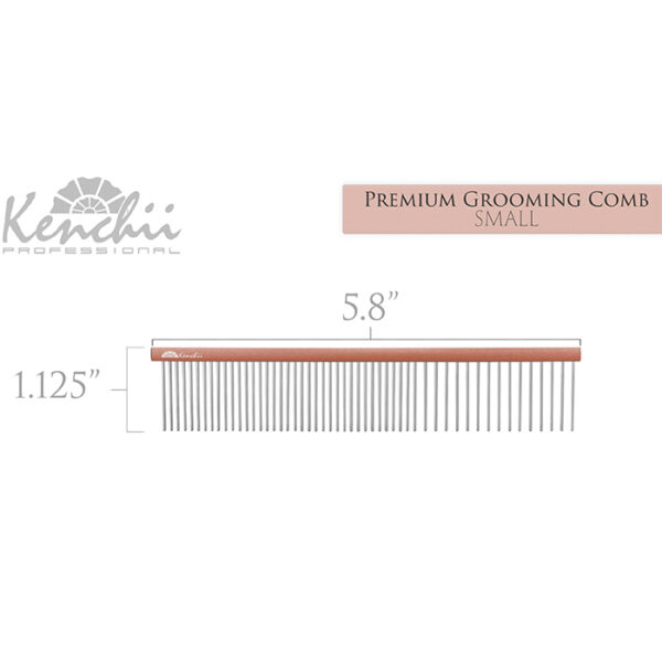 Kenchii™ Premium Satin Rose Gold Grooming Comb - Small - 5.8" - Image 2