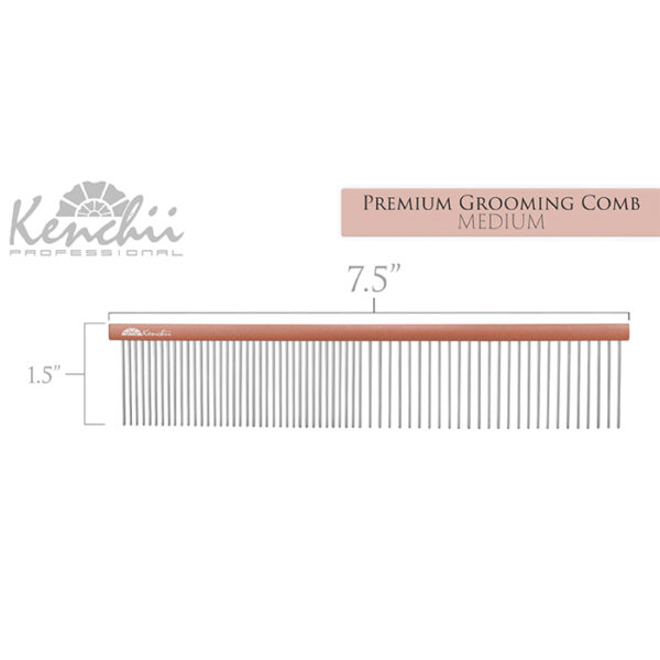 Kenchii™ Premium Satin Rose Gold Grooming Comb - Medium - 7.5" - Image 2