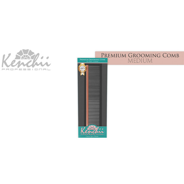 Kenchii™ Premium Satin Rose Gold Grooming Comb - Medium - 7.5" - Image 3