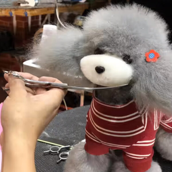 Mr. Jiang Pudel Ganzkörperhaar Lamm – Ersatzhaar Pudel-Pflegepuppe, grau mit weißer Schnauze - Image 4